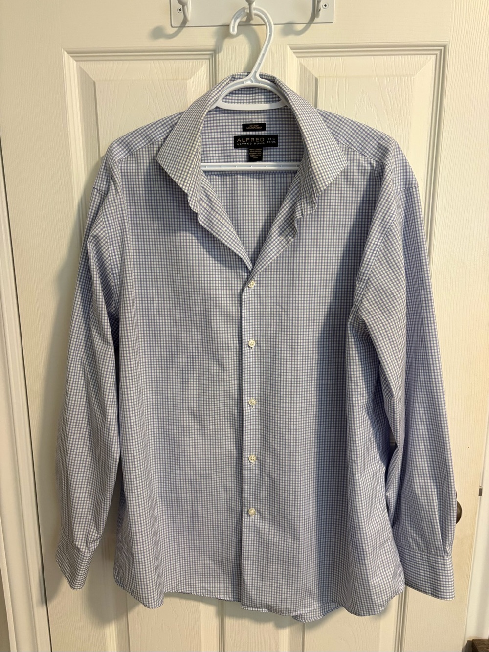 ALFRED SUNG Light Blue Checked Button-Down Shirt
